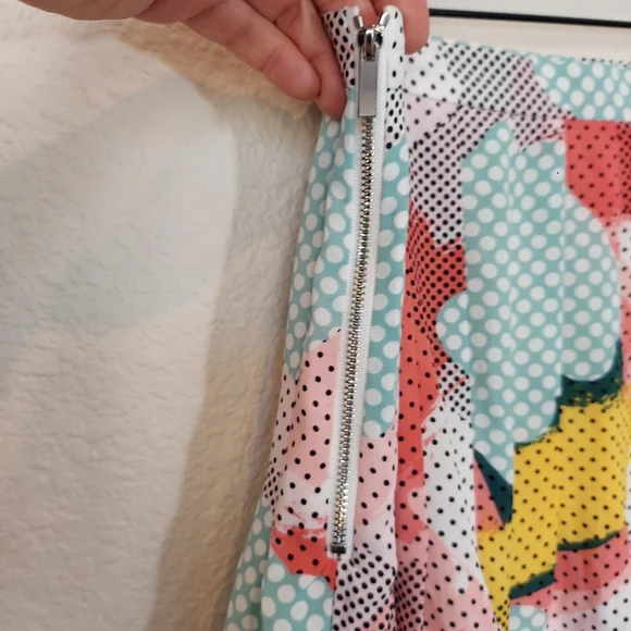 1 State Mini Skirt Polka Dot Print Side Zip Multi Color Sz S - Picture 8 of 12